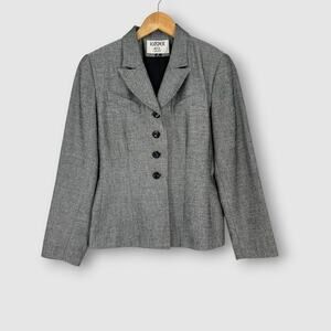 90s Vintage Kasper Tweed Blazer Gray Heathered Texture Size 4P